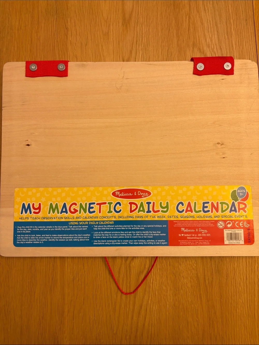 Melissa & Doug Wooden Daily Magnetic Calendar - 3 years plus